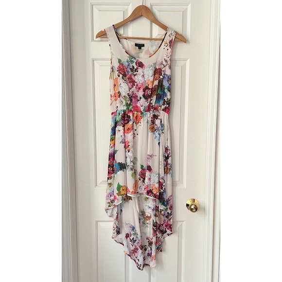 Topshop Bright Blossom Dip Hem Dress - Picture 2 of 5